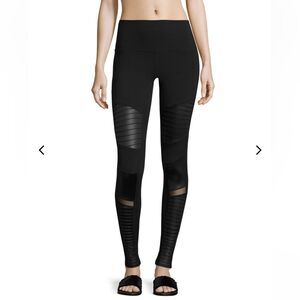 Alo Yoga Women High-Waist Moto Sport yoga Leggings with Mesh Panels black XXS!